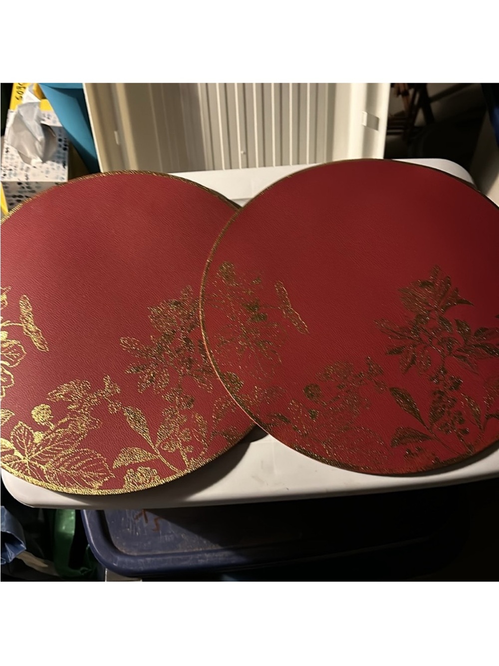 Two round placemats